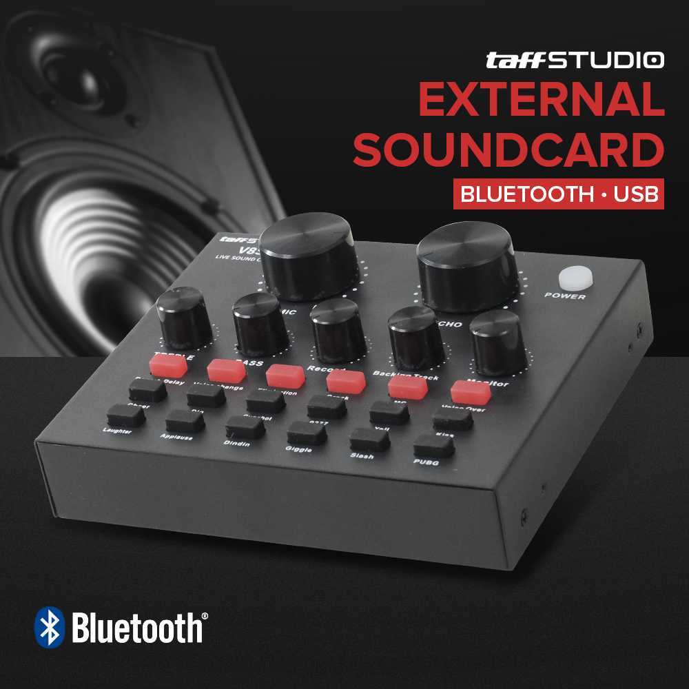 บลูทูธเสียง USB ภายนอก Soundcard Live Broadcast Mic Podcast Mixer PC คาราโอเกะเครื่องมือบันทึกเสียงเ