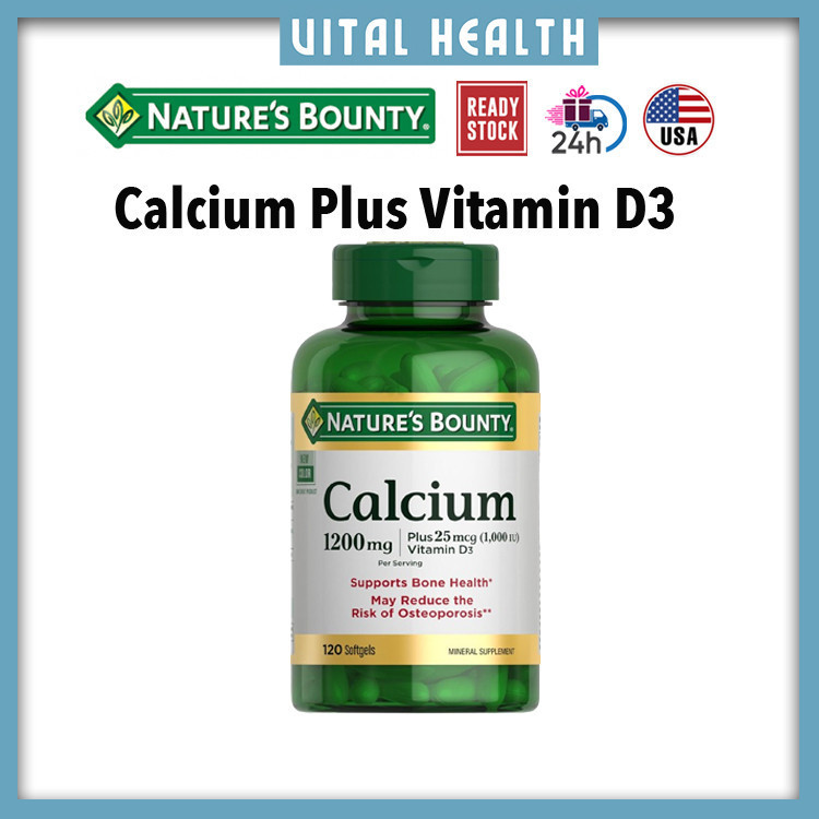 Nature's Bounty Calcium Carbonate & Vitamin D, Supports Immune Health & Bone Health 10 Softgels