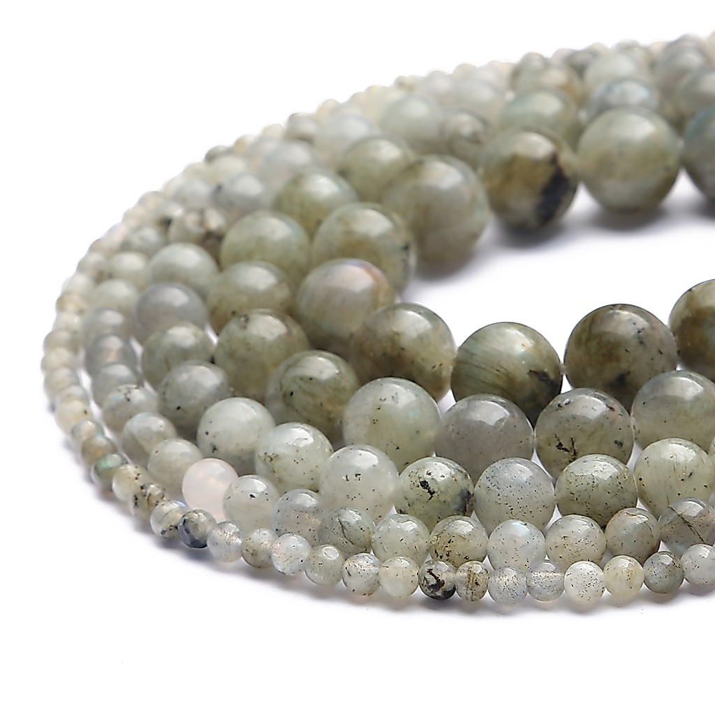 AURA Zone Beads ลูกปัดหินสีขาว 4-12 มม . สําหรับทําเครื่องประดับ Diy