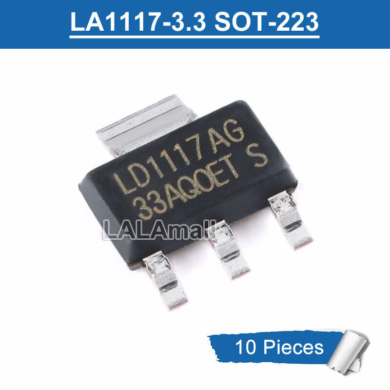 10pcs LD1117AG SOT-223 LD1117-3.3 SOT223 SMD 3.3V/1A Low Dropout Linear Regulator LDO ชิปใหม่ IC