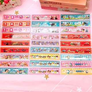 ไม้บรรทัดการ์ตูนพลาสติก 15 ซม. ขอบโค้งคลื่น พกพาง่าย อุปกรณ์การเรียนสำหรับนักเรียน