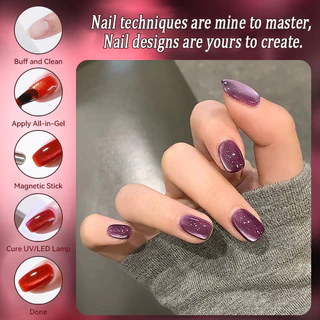 【Local】5 IN 1 แมวตาแม่เหล็กเจล 12ML 1 ขั้นตอนเจลสีแดง Series เล็บแต่งเล็บ Soak Off LED UV เจลเล็บวานิช