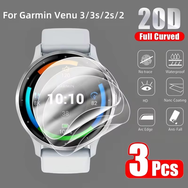 1-3Pcs Anti Scratch Clear Soft Film Full Cover Hydrogel ฟิล์มสําหรับ Garmin Venu X1 SQ 2 4 3S 3 2S 2 Plus Epix Pro Gen 2 51 มม.47 มม.42 มม.Aproach S60 S6 S50 S40 HD ป้องกันหน้าจอ