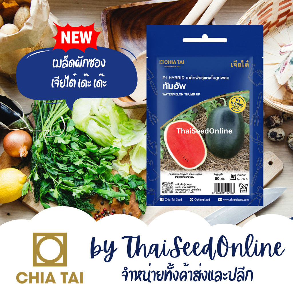 CTSE เมล็ดพันธุ์ แตงโม ทัมอัพ 2กรัม ตราเจียไต๋ Thumbs Up Watermelon Seeds