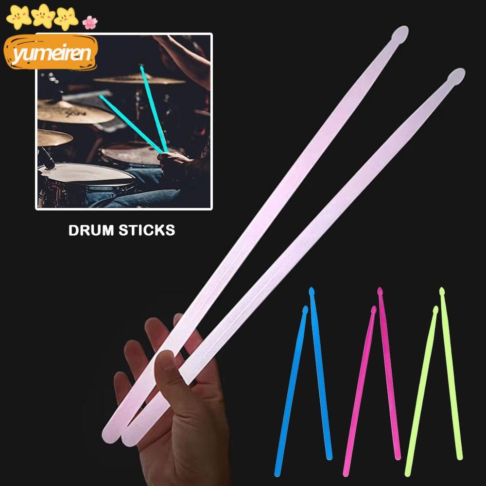 YUMEIREN Drum Sticks, Luminous 5A Luminous Drumsticks, Night Light Glow Drum Sticks อุปกรณ์ไนลอนกลอง