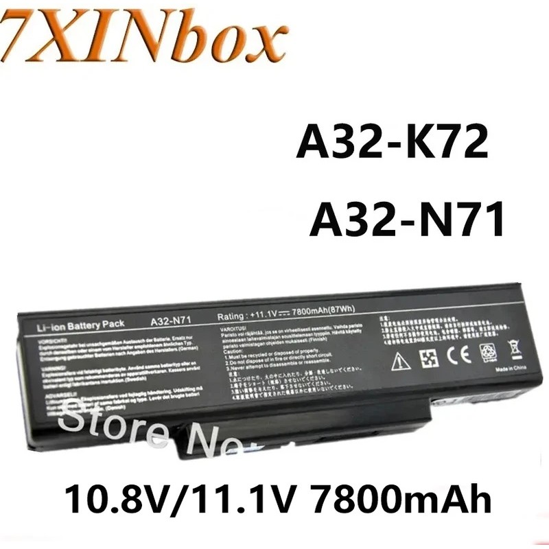 7XINbox A32-K72 A32-N71 10.8V/11.1V 7800mAhแบตเตอรี่สําหรับASUS A72 X77JQ N73 N73S K72 K73SV K72JK K