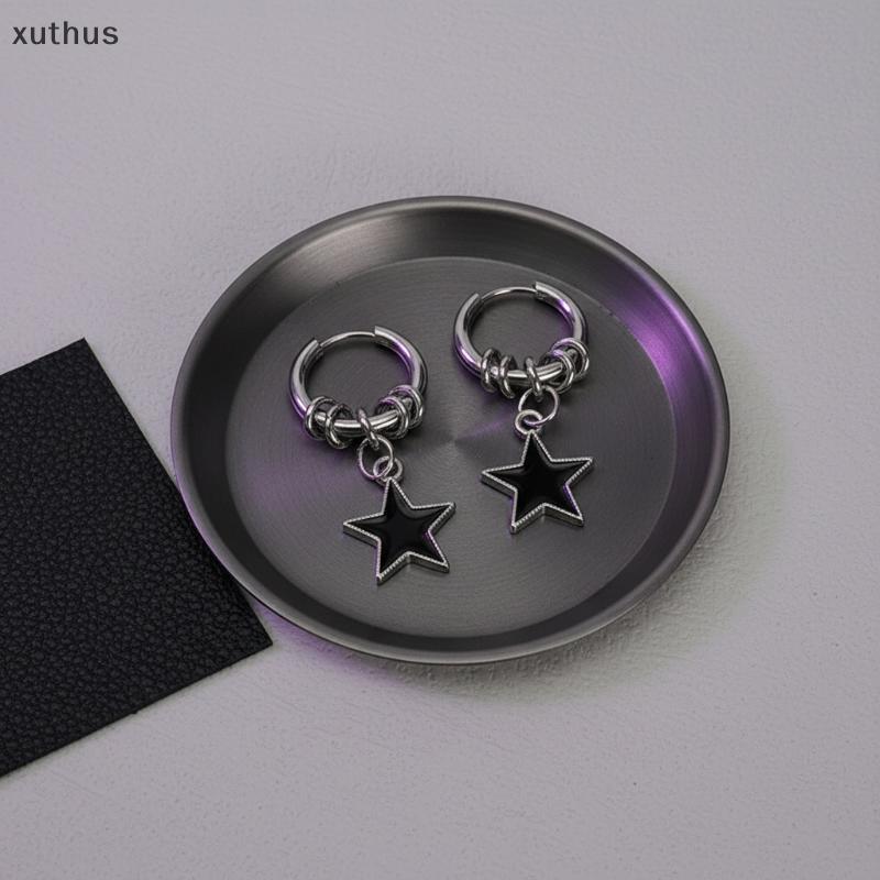 XUT สแตนเลส Punk Star Dangle Hoop ต่างหู 1 คู่ Hypoallergenic เครื่องประดับสําหรับ Cotail งานปาร์ตี้