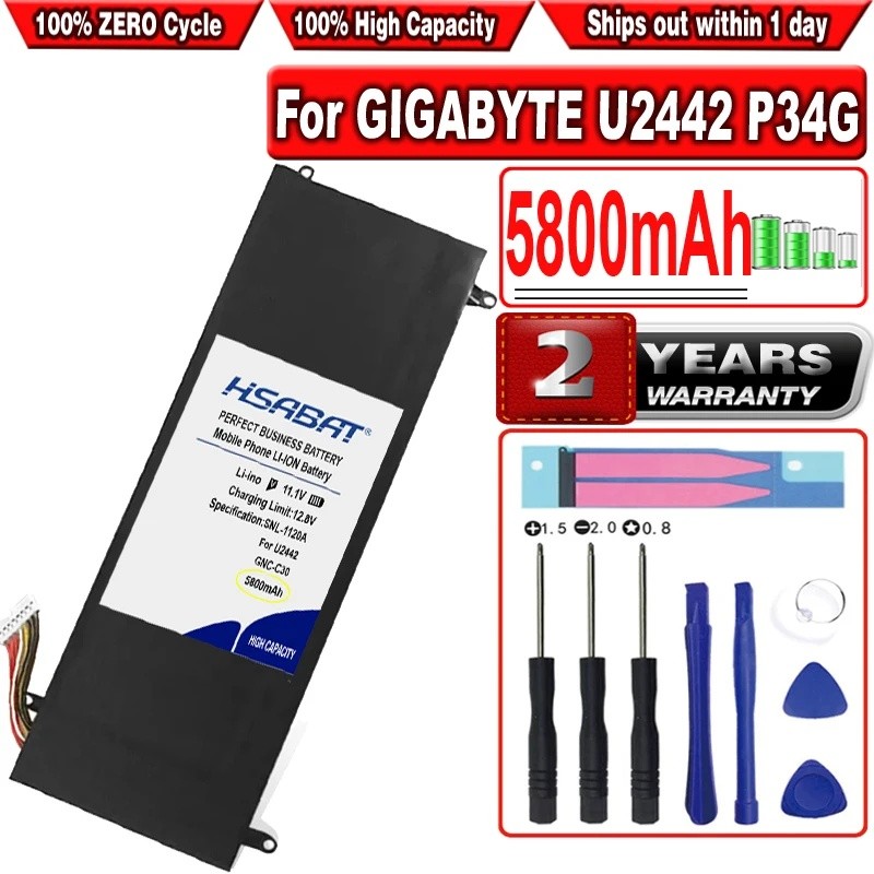 HSABAT 5800mAh GNC-C30 แบตเตอรี่แล็ปท็อปสําหรับ GIGABYTE U2442 U24F P34G U2442N U2442S U2442V U24 U2