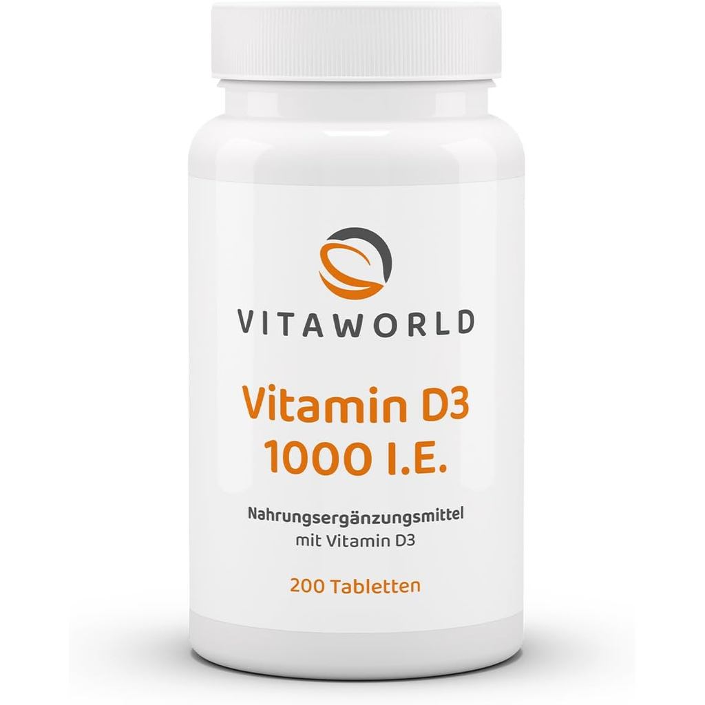 Vitaworld Vitamin D3 1000 IE, 1.000 IE pro Tablette, 200 Tabletten