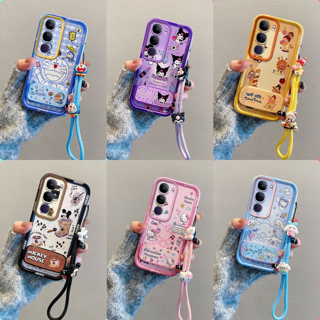 เคส VIVO Y21d กระจกการ์ตูนน่ารักพร้อมขาตั้งเคสโทรศัพท์