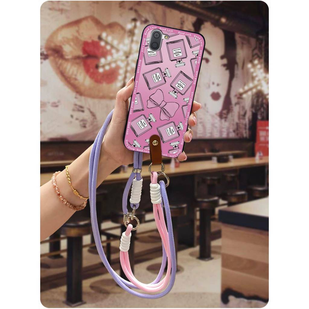 Lanyard Anti-ฝุ่นเคสโทรศัพท์สําหรับSharp Aquos R3/SHV44/SH-04L Crossbodyกันน้ําทนทานการ์ตูนปกหลังแฟช