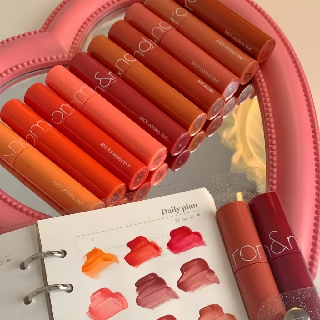 Romand Korean Juice Lip Glaze Mirror 5.5g ลิปสติก Water Gloss Moisturizing Lip Cherry Honey รุ่นหญิง