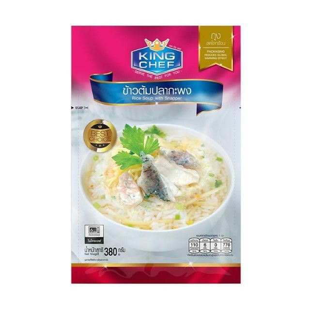คิงเชฟ ข้าวต้มปลากะพง King Chef Rice Soup with Snapper 360g.