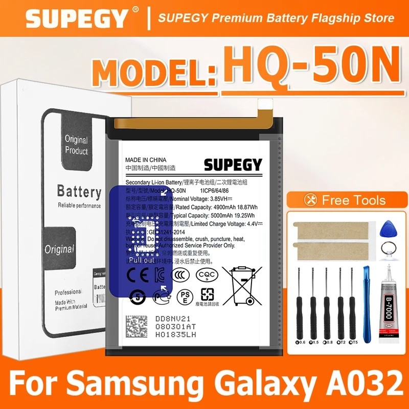 2026 ปีคุณภาพสูงเปลี่ยนแบตเตอรี่สําหรับ SAMSUNG A032 HQ-50N โทรศัพท์มือถือแบตเตอรี่ลิเธียมแบบชาร์จไฟ