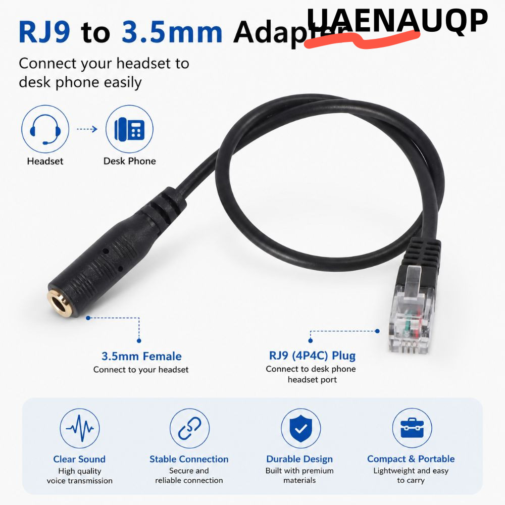 สายอะแดปเตอร์ UAENAUPP RJ9, Universal เปลี่ยนขั้วต่อ RJ9, Professional 3.5 มม.ถึง RJ9 อะไหล่ชุดหูฟัง