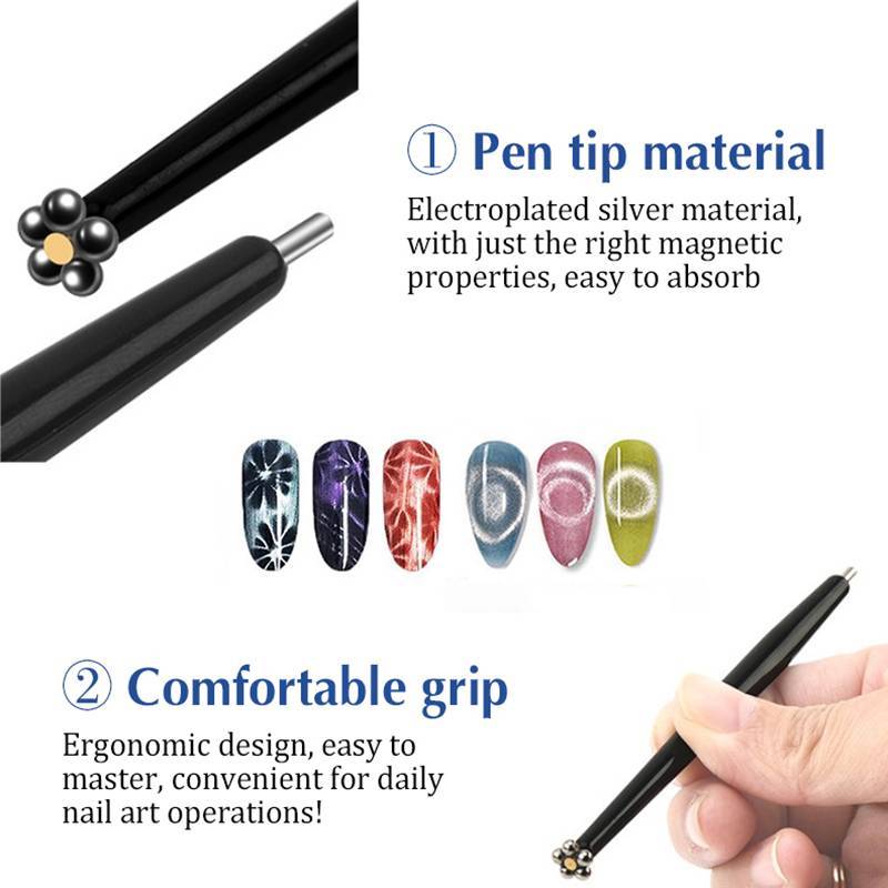 DSTH 2 In 1 Professional Nail Art Cat Eye Magnetic Sti ปากกาสําหรับลูกเหล็กดูดเหล็กลูกปัดแม่เหล็ก Dotting ปากกาเล็บออกแบบ HOT