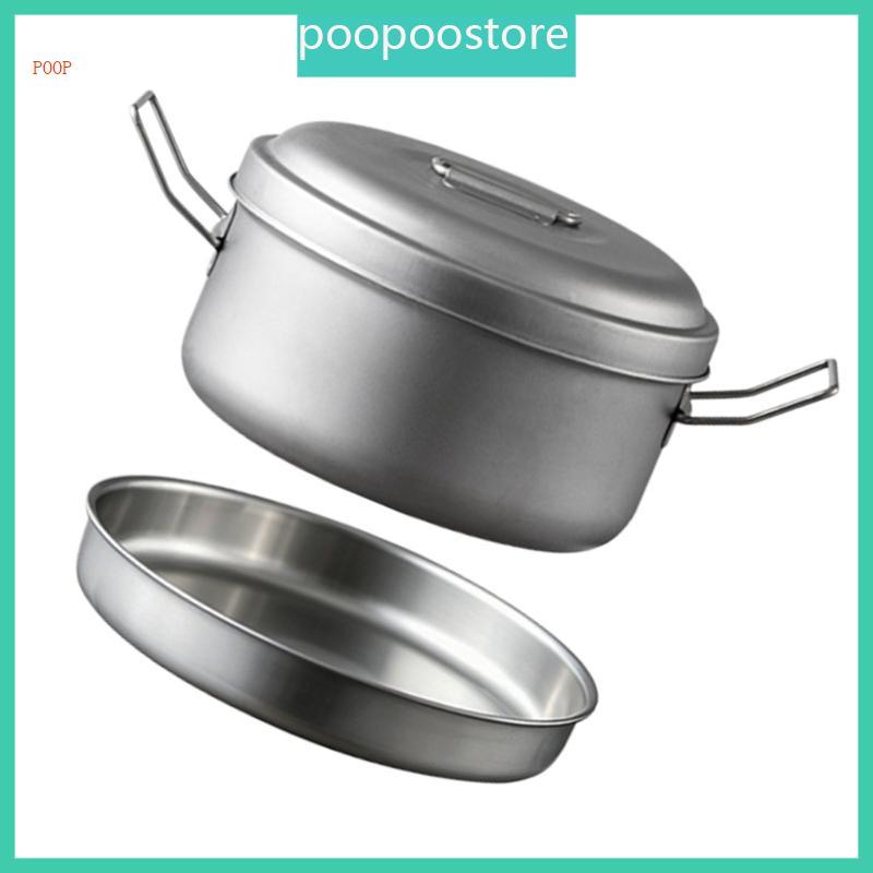 POOP Camp Meal เครื่องครัวกลุ่มพร้อมฝาปิดและถาดโลหะลวดก่อสร้าง Bail การออกแบบการจัดเก็บสําหรับทําอาห