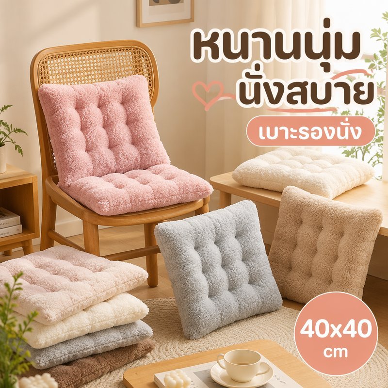 เบาะรองนั่ง เบาะรองนั่งทรงสีเหลี่ยม ขนาด40x40cm นุ่มสบาย ลายการ์ตูนน่ารัก สําหรับตกแต่งบ้าน
