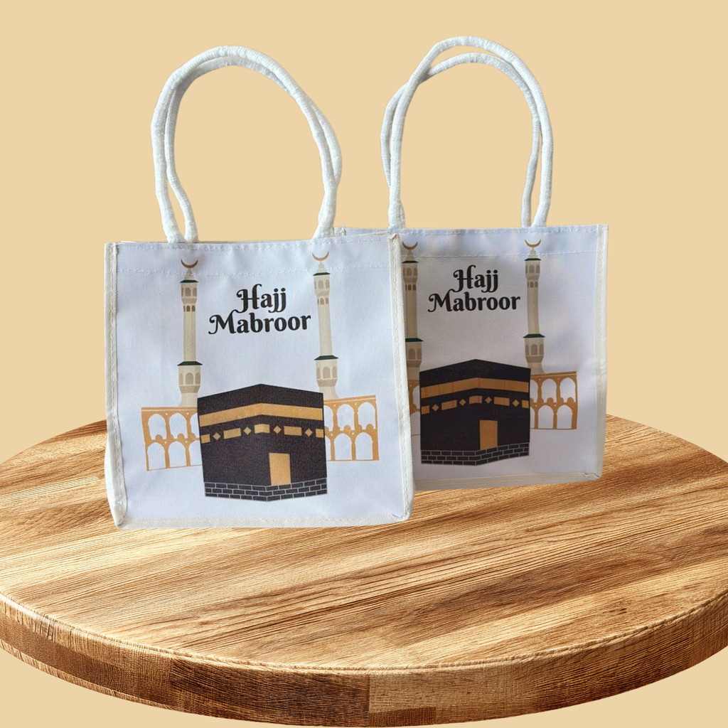 TOTE BAG HAJI UMRAH/ IN / SIMPLE UMRAH SOUVENIR BAGS / TOTE BAG MUDAH HAJI UMRAH