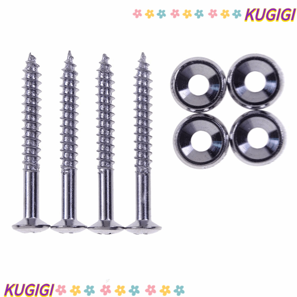 KUGIGI 4PCS กีตาร์คอ Joint Bushings, Silver โลหะกีตาร์คอสกรู, Professional คอ Joint Ferrules สลักเกล
