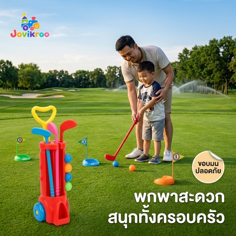 ชุดไม้กอล์ฟสําหรับเด็ก 11 ชิ้นมินิของเล่นเล่นกลางแจ้งปลอดภัยโค้งมนขอบกลิ้งรถเข็นเก็บของ