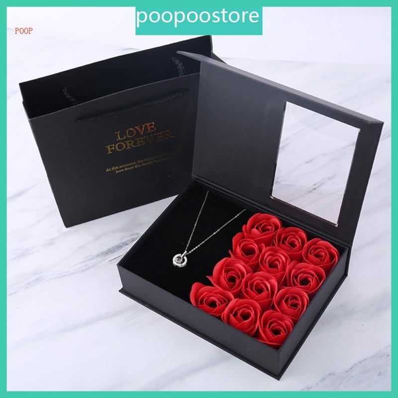 POOP สร้อยคอกล่องเครื่องประดับ Handmade Rose Packing Pounch Box Gorgeous Bag