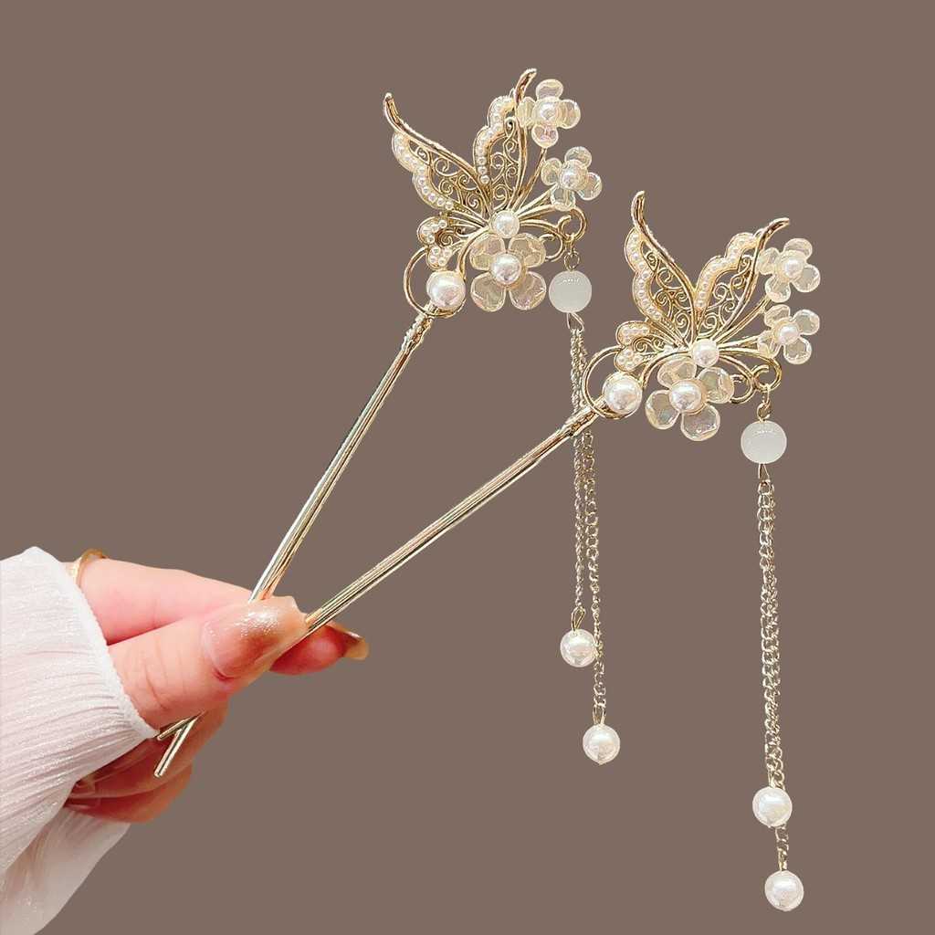 ดอกไม้สีชมพูพู่ Hairpin หญิง 2026 โบราณ High-End Feel Hairpin ใหม่สไตล์จีน Hanfu Hairpin อุปกรณ์เสริมผม