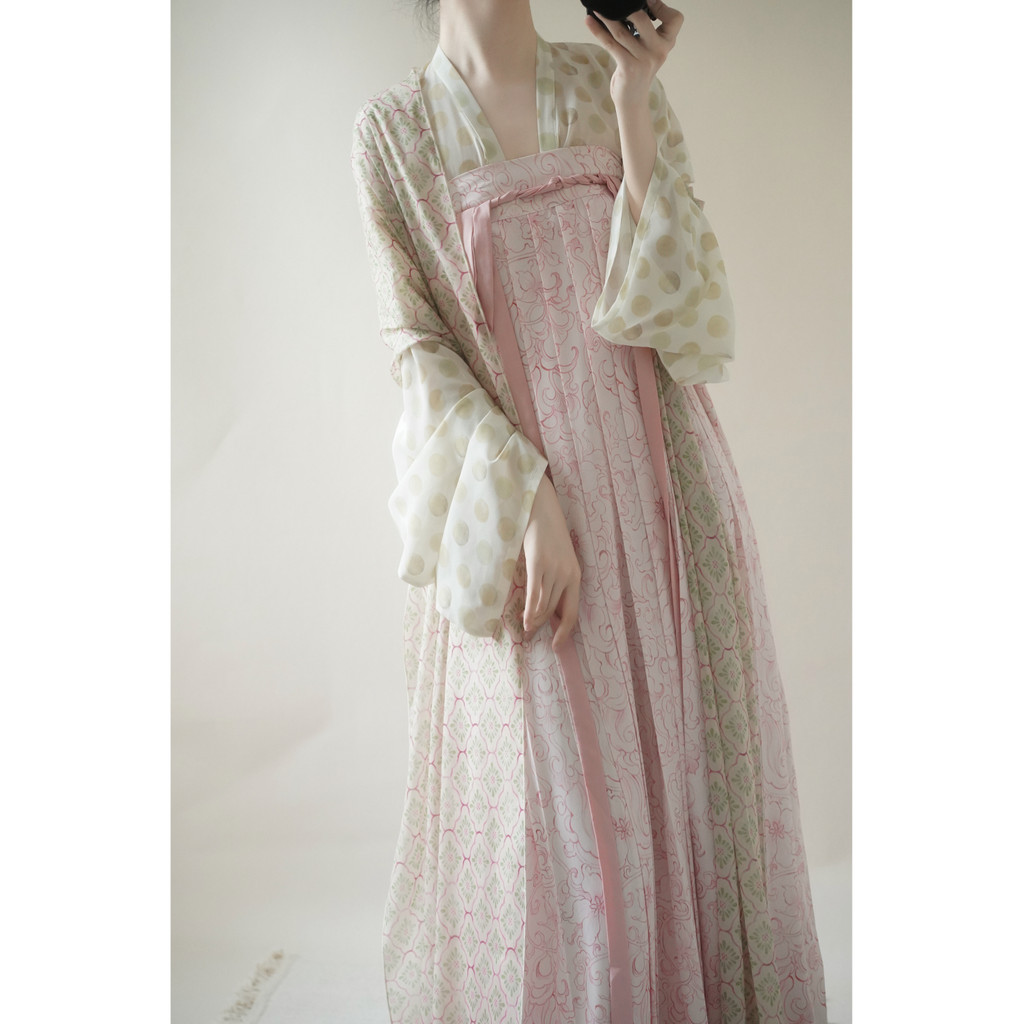 Night Rain Lanshan [ภาพโค้ง] Recovery Tang Made Hanfu กระโปรงยาวปานกลางเสื้อคู่
