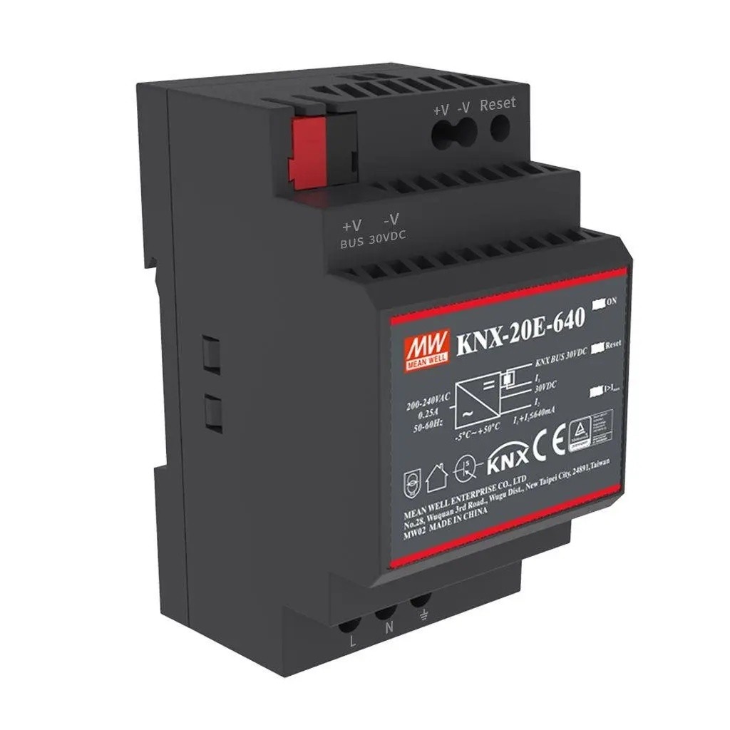 ส่วนลดคุณภาพสูง Mean Well KNX-20E-640 AC DC Power Supply 20W 30V 640mA DIN Rail KNX Bus System