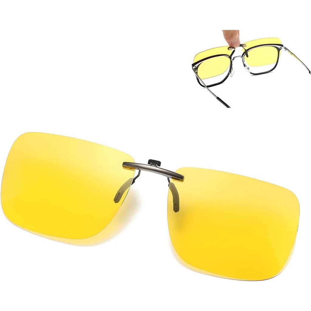 Clip on Polarized Night Vision Driving Glasses, Blocker To Wear Over Prescription Glasse -Clip on Co