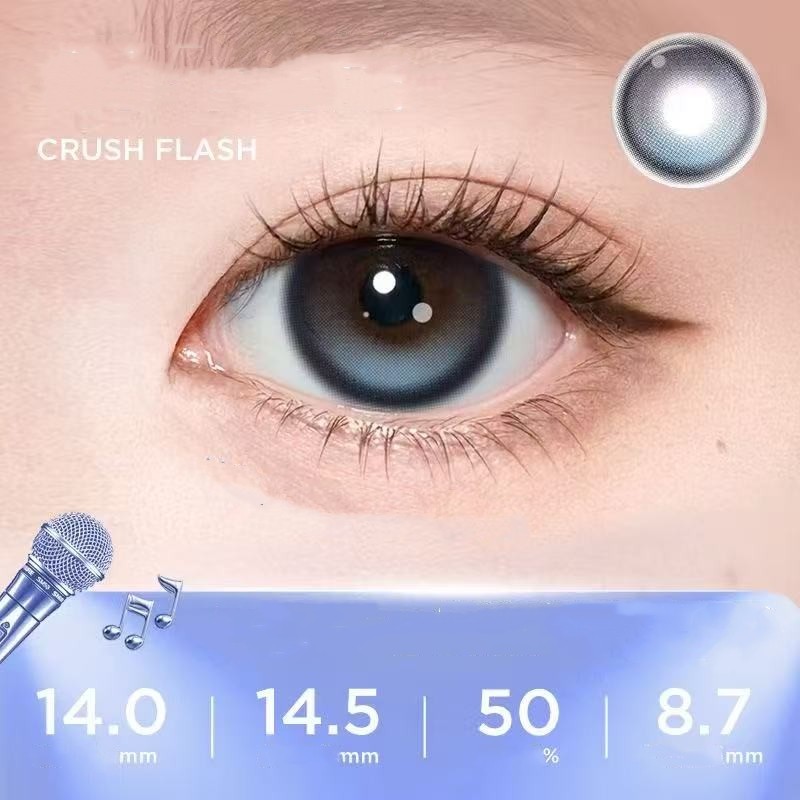 1 กล่อง(บรรจุ 10 ชิ้น)Crush Flash ลาย Moody Brand เลนส์เรืองแสงแกนถ่วงน้ําหนัก/แก้ไข เกรด 0-8.00 สีฟ
