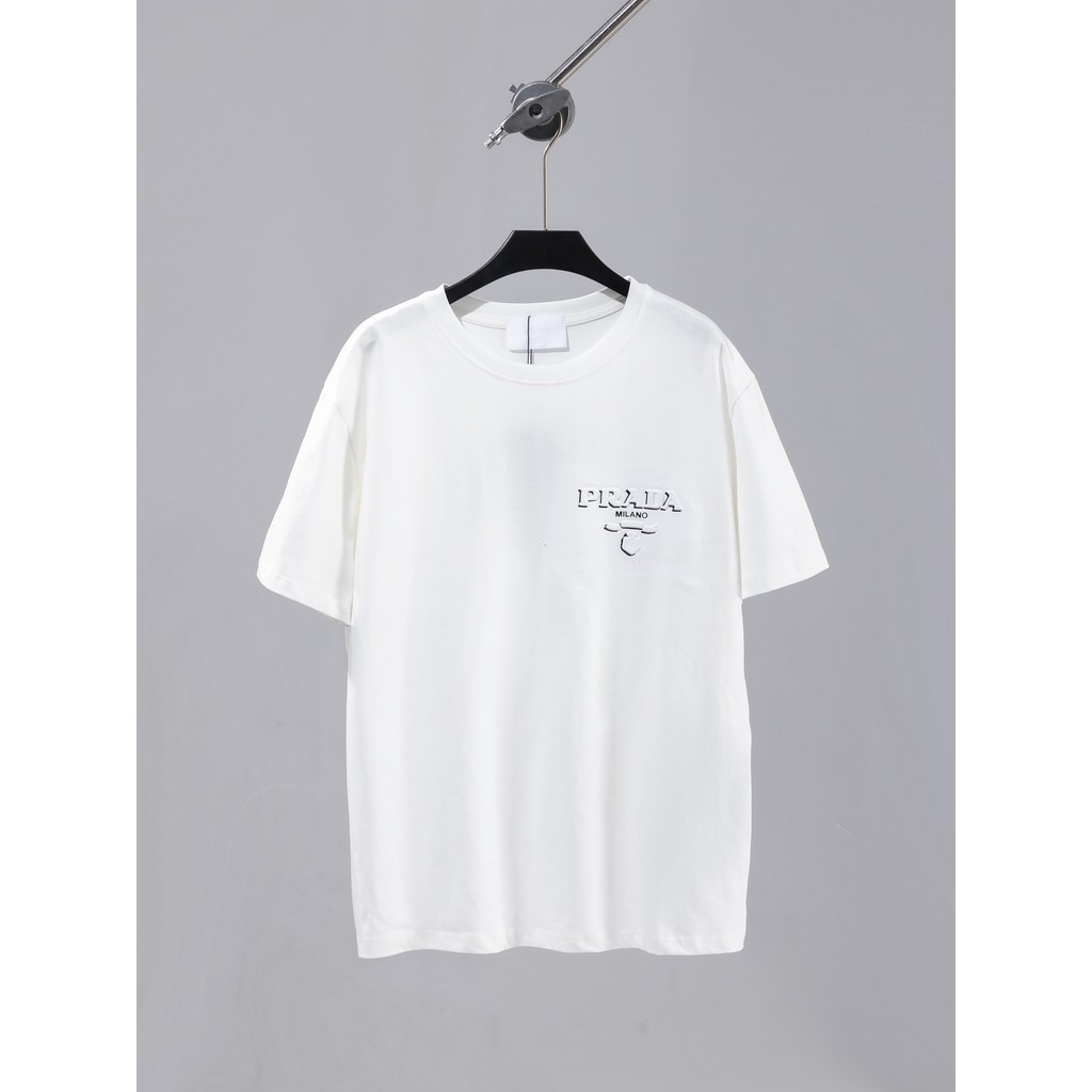 เสื้อยืด Prada/เสื้อยืด Prada ผู้ชายและผู้หญิงเสื้อยืดกีฬาเสื้อยืดหลวม DQ10