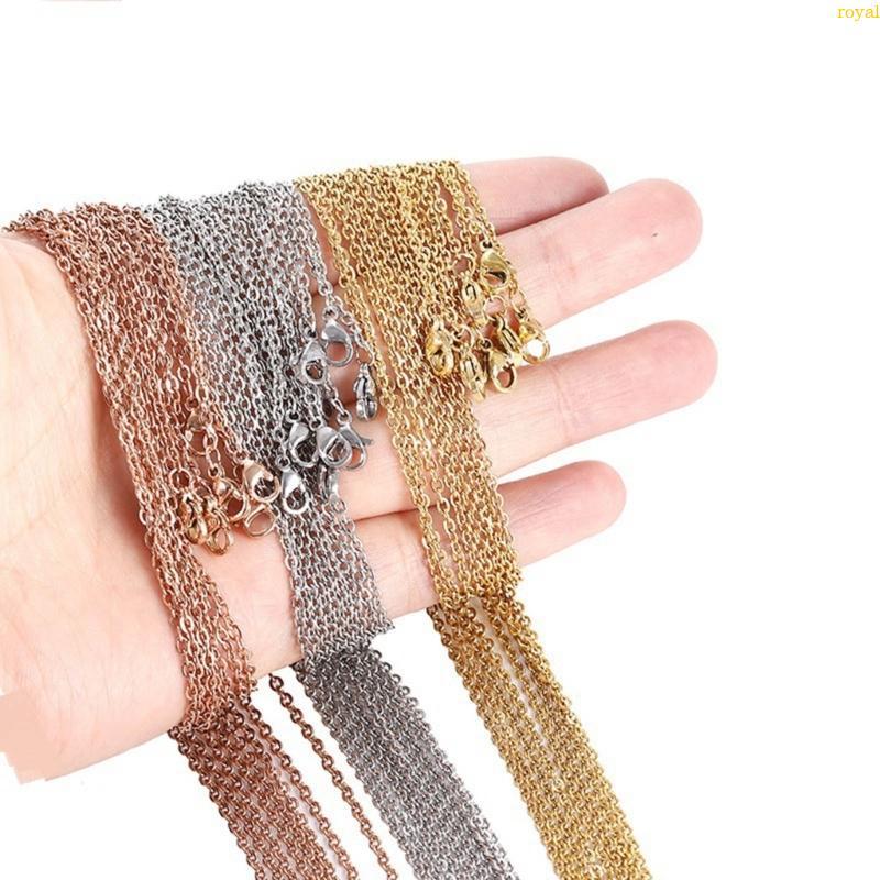 (ส่วนลดสูง)oyalking.th 10 ชิ้นโลหะบางสร้อยคอพร้อม Lobster Claw Clasps แบน O สร้อยคออุปกรณ์เสริม