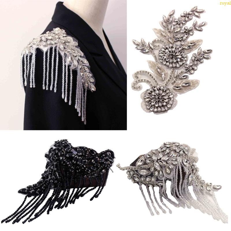 (ส่วนลดสูง)oyalking.th Vintage ไหล่เข็มกลัดพู่ Punk Jewelry Fringed Epaulette Clothes Decor