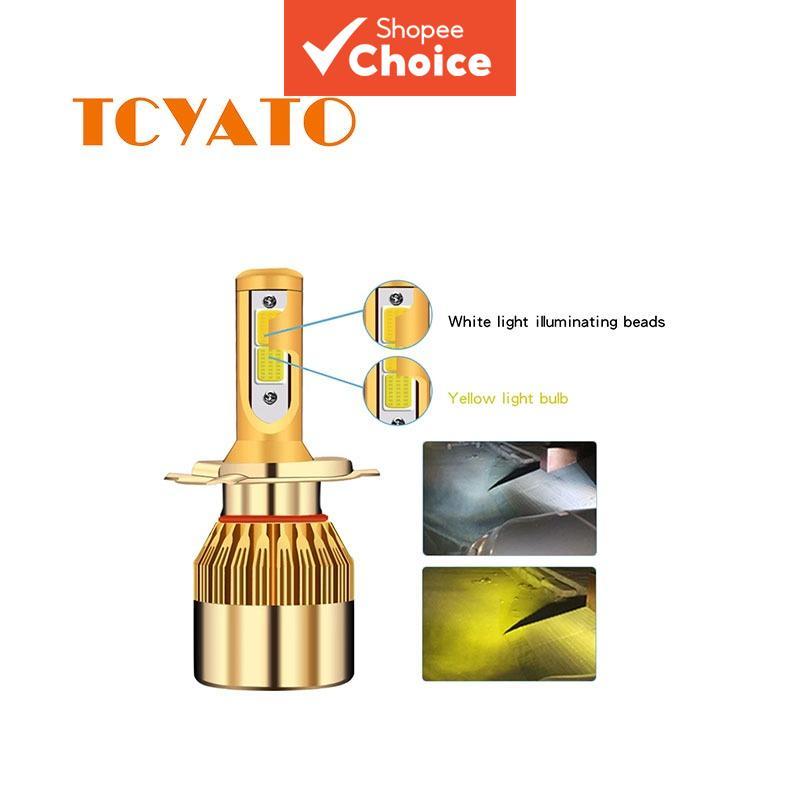 Tcyato หลอดไฟ LED สีคู่ H7 H8 H11 สีขาวสีเหลือง - 2 ชิ้น