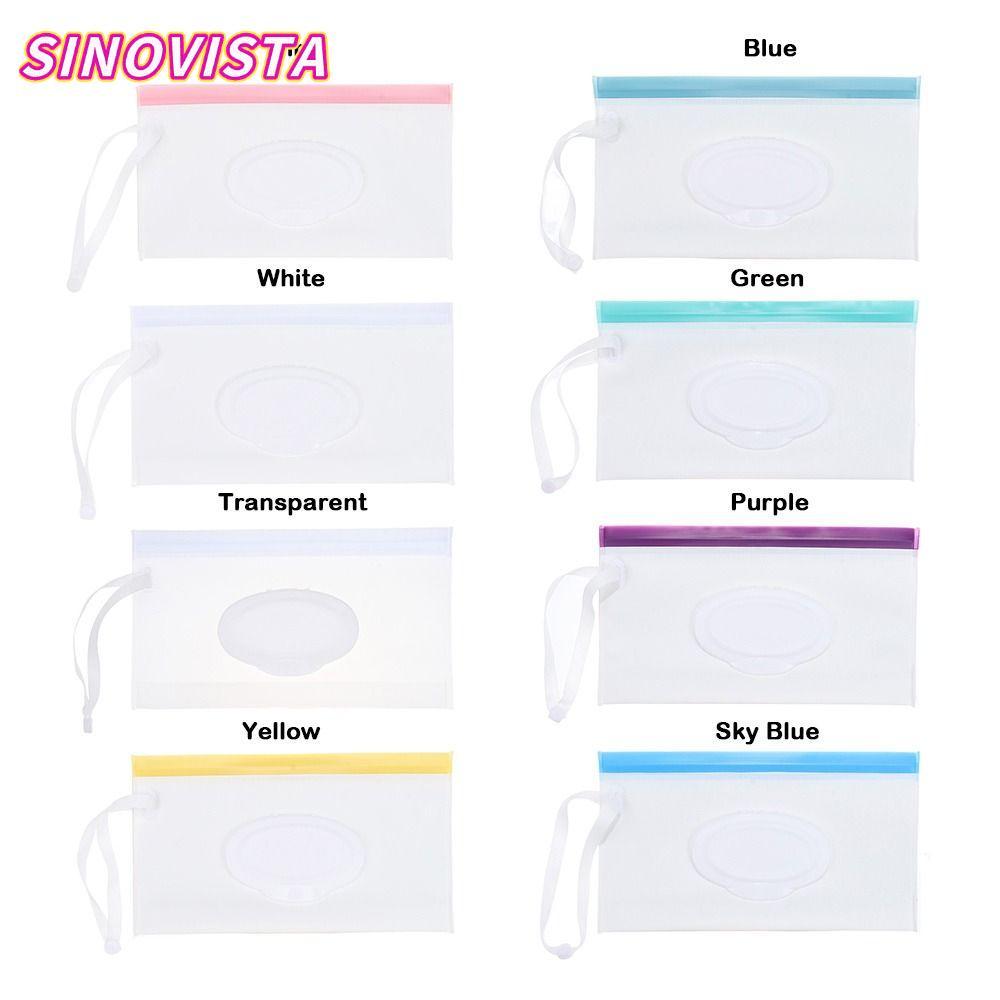 SINOVISTA Wet Wipes Bag, Solid Color Flip Cover Wipes Holder, Cosmetic Pouch EVA Tissue Box Home