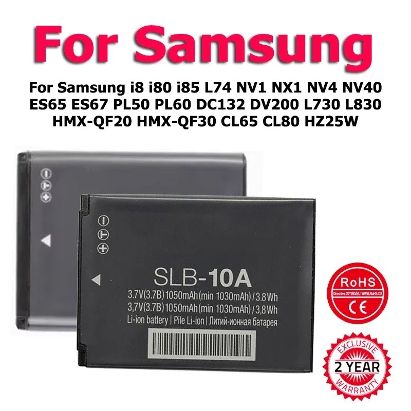 แบตเตอรี่สําหรับ Samsung i8 i80 i85 L74 NV1 NX1 NV4 NV40 ES65 ES67 PL50 PL60 DC132 DV200 L730 L830 H