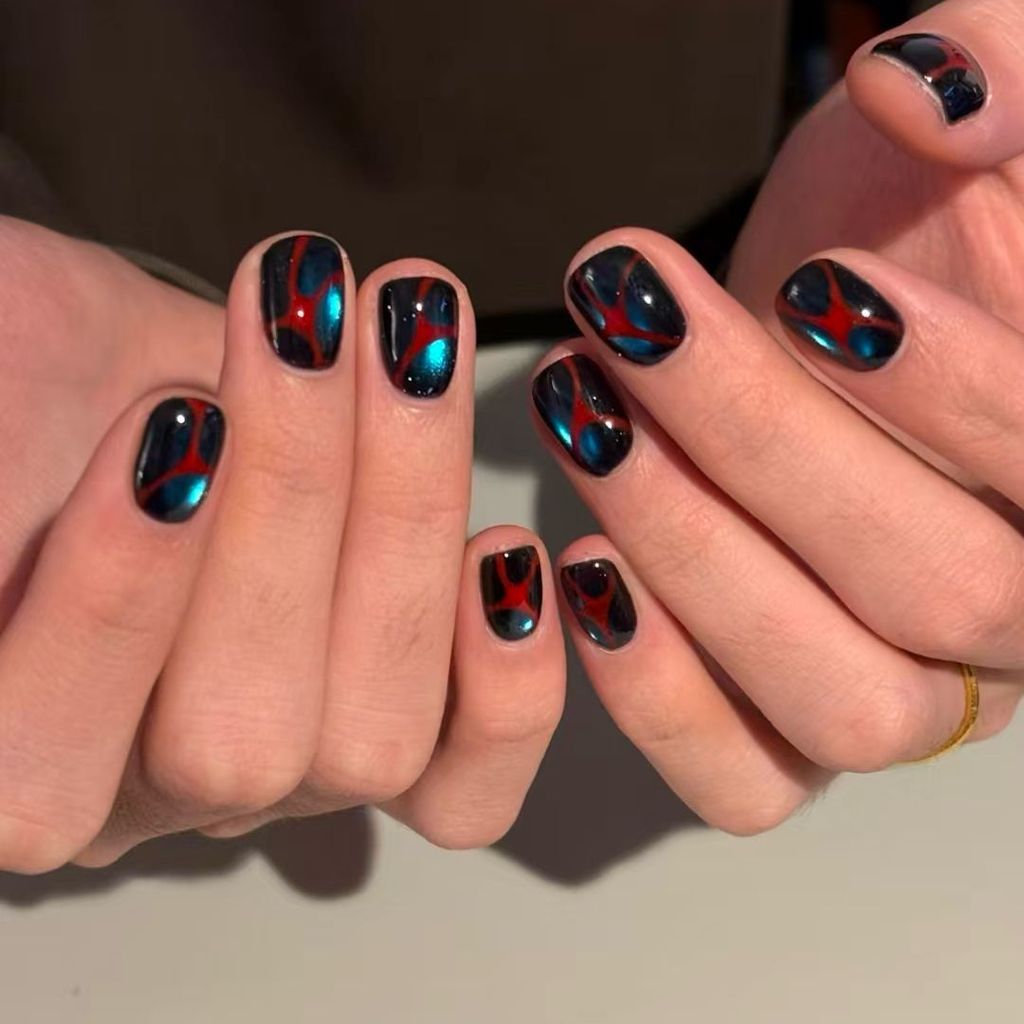 2026 สไตล์ใหม่ [Dark Spider Web Profound สีดําจับคู่สีแดงสีเขียว Contrast สี Spider Web Cool Sa Supe