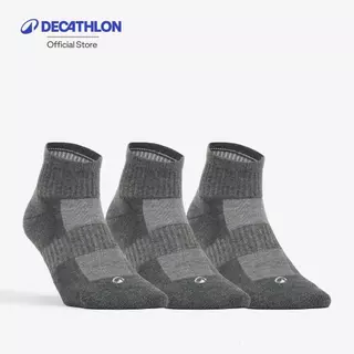 Decathlon Mid-High Sports Socks Tri-Pack Rs 500 ถุงเท้ากีฬาข้อกลางรุ่น Rs 500 แพ็ค 3 คู่ - Grey