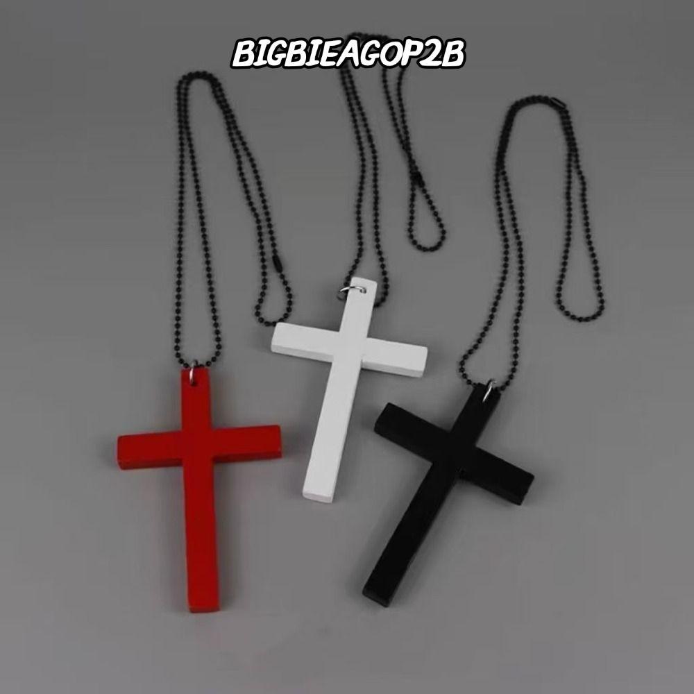 BIGBAIEGOP2B ไม้ Cross จี้สร้อยคอ, Punk Gothic สีดํา Hip Hop สร้อยคอ, Vintage Y2k เสื้อกันหนาวของขวั
