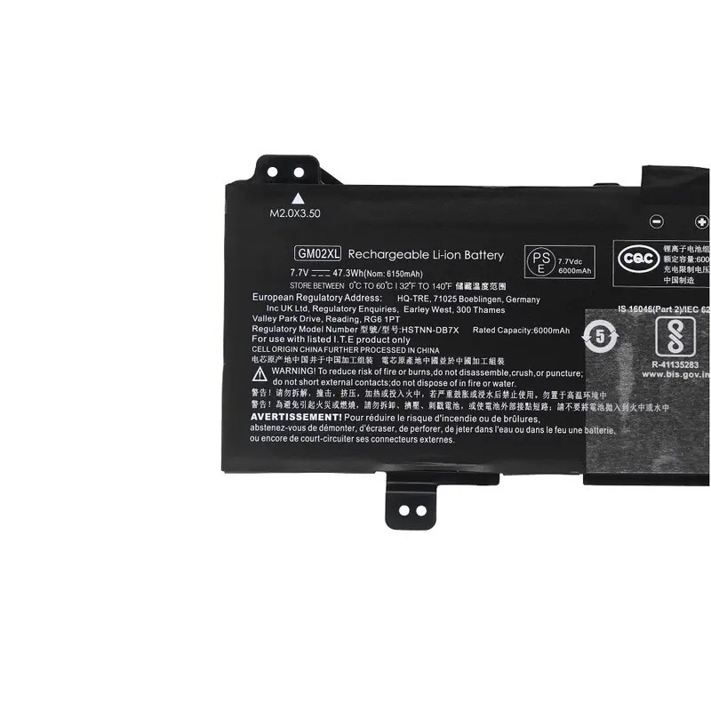 7.7V 47.3WH GM02XL แบตเตอรี่แล็ปท็อปสําหรับ HP Chromebook 14 G5 Chromebook X360 11 G1 Series 917679-