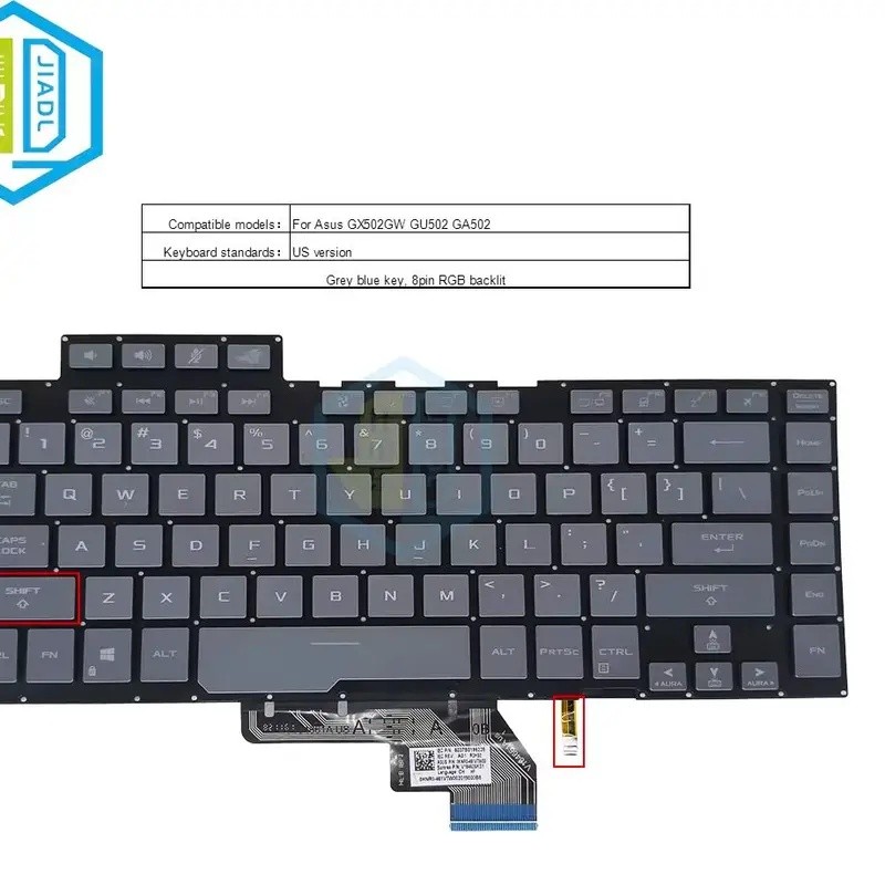 US ภาษาอังกฤษ UA/RU สเปน RGB Backlit คีย์บอร์ดสําหรับ Asus ROG Zephyrus GX502GW GA502 GU502DU GU502G