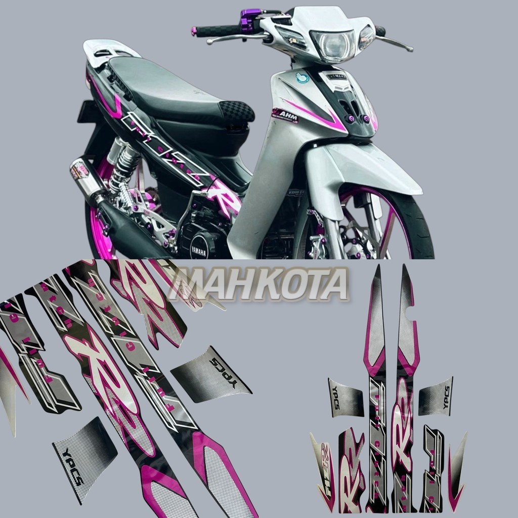 UNGU Striping สติกเกอร์ Polet Yamaha F1ZR fizr fiz r f1 zr 2001 2002 สีม่วงสีดําเงิน