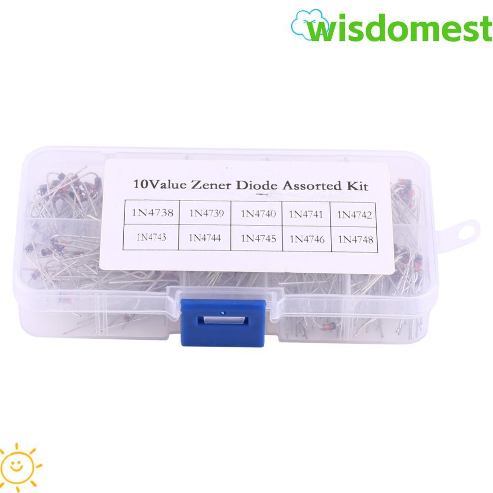 WISDOMEST 200PCS Zener Diode Assortment, 10 ค่ากล่องเก็บชุดอิเล็กทรอนิกส์,แบบพกพา 1N4738 ~ 1N4748 1W
