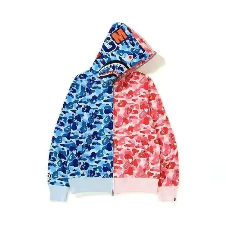 2026 Street Wear Shark Head Couple Hooded Fashion Sweatshirt Zipper Hoodie