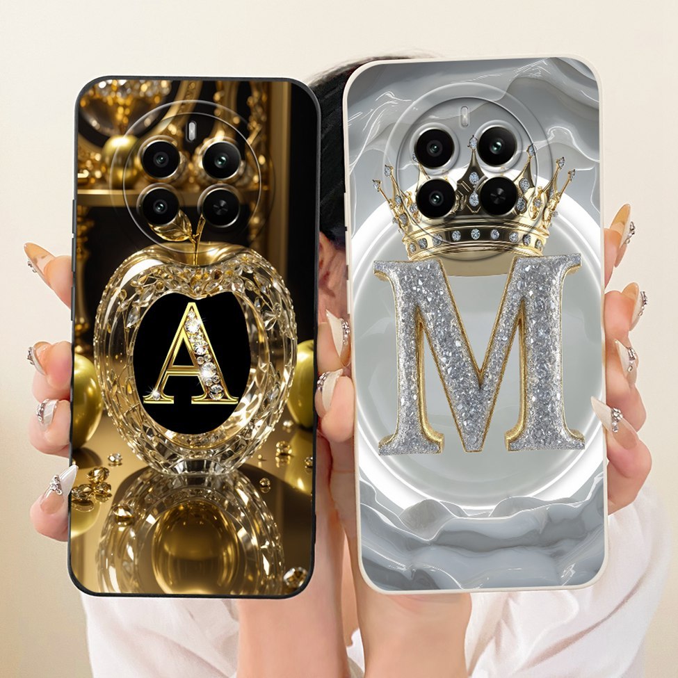 สําหรับRealme 12 PlusกรณีRMX3867ความงามหรูหราตัวอักษรแฟชั่นCrown 2DทาสีปลอกสําหรับReal me 12 Plus Fu