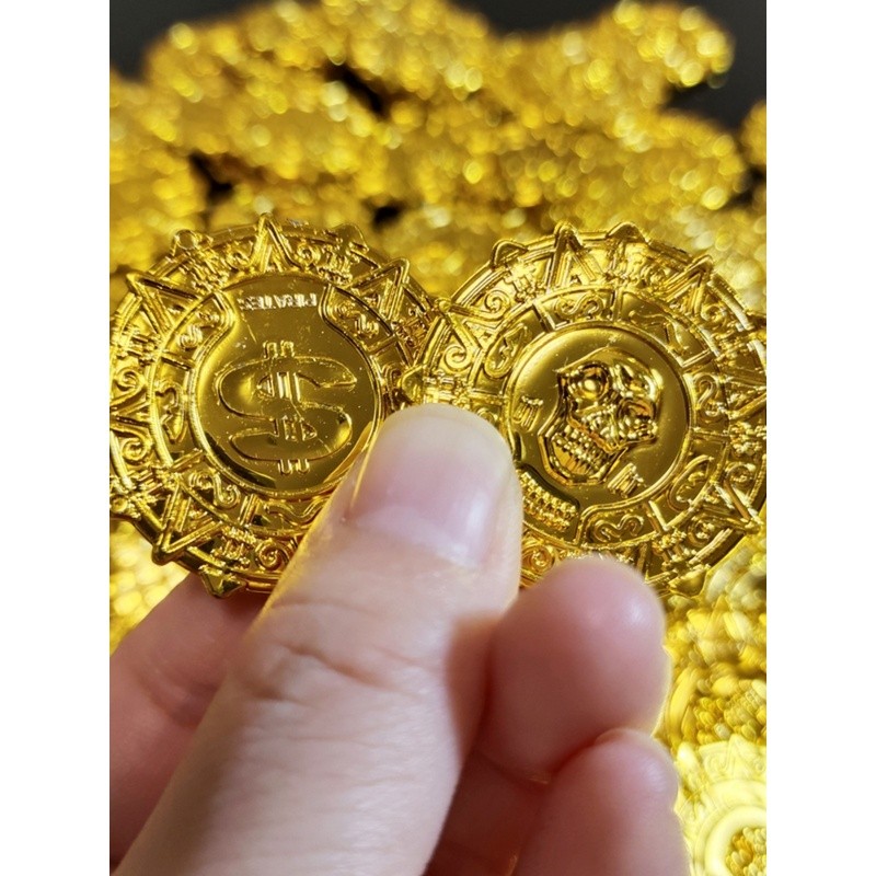 เกมกระดานชิป Gold-Plated Am Ztec Pirate Gold Coins เหรียญเกมของเล่นเด็ก Skull Coins