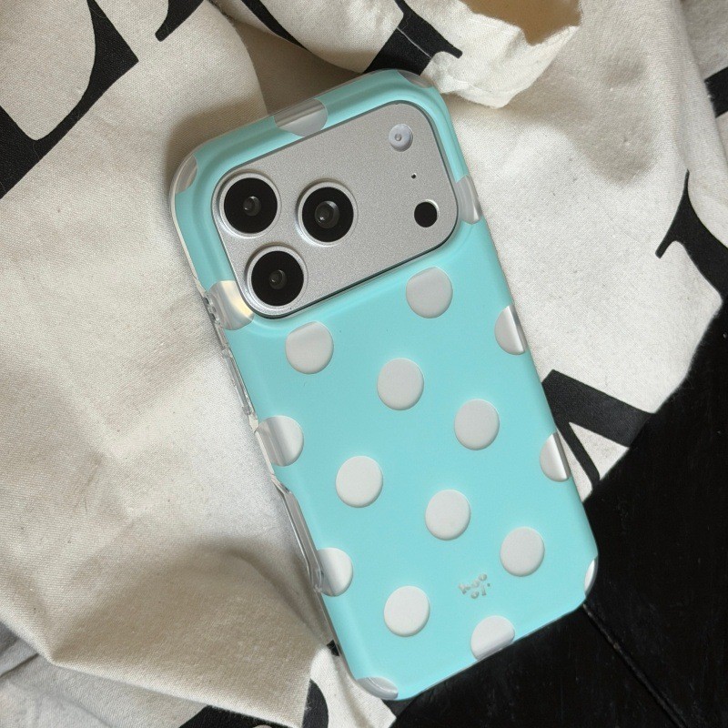 เคสโทรศัพท์แบบนุ่มด้านลายจุดสีเงินสีเขียวมิ้นต์สําหรับ iPhone 17ProMax 16Pro 15Pro Max Anti Drop