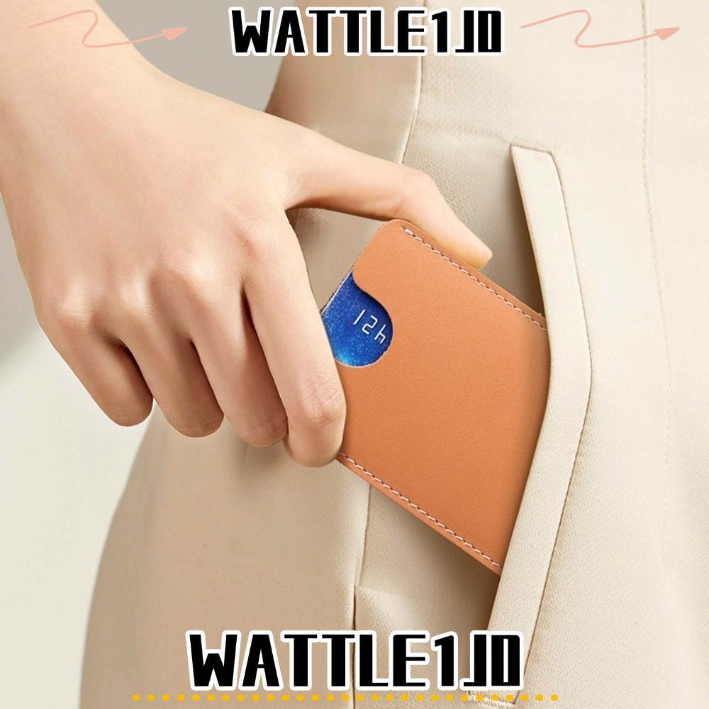 WATTLE1J0 Card Wallet, Cowhide Leather Slim Card Holder, Fashion Mini Ultra-Thin Portableบัตรเครดิต