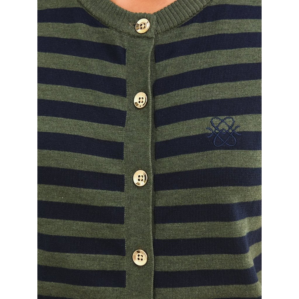 [Pomelo] เสื้อกั๊กไหมพรมลายทางแต่งดีเทลเข็มขัด / Striped Knit Vest with Belt Detail — صورة 6